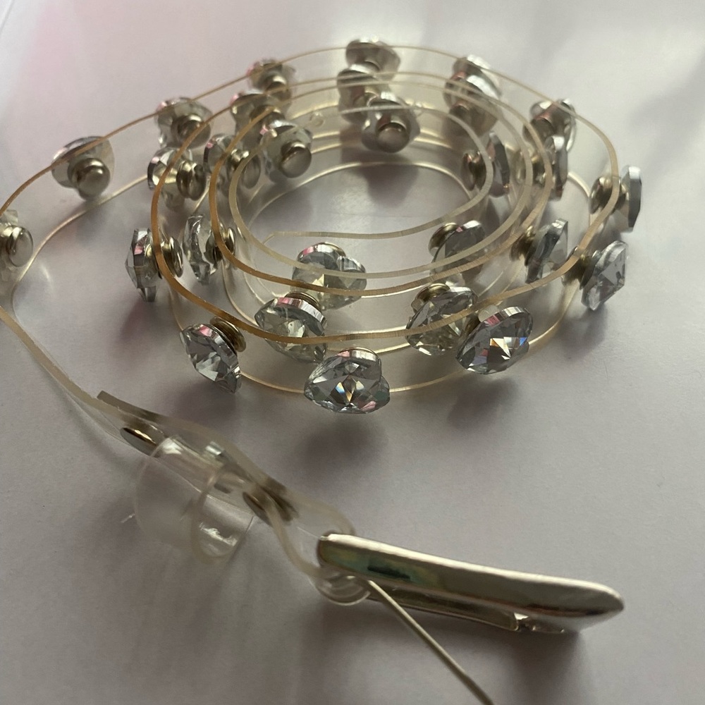 2 pieces / Clear  Flat Belt with Crystal in Silver